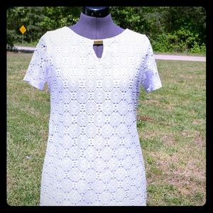🔴 Bright White Crochet spring /summer dress.